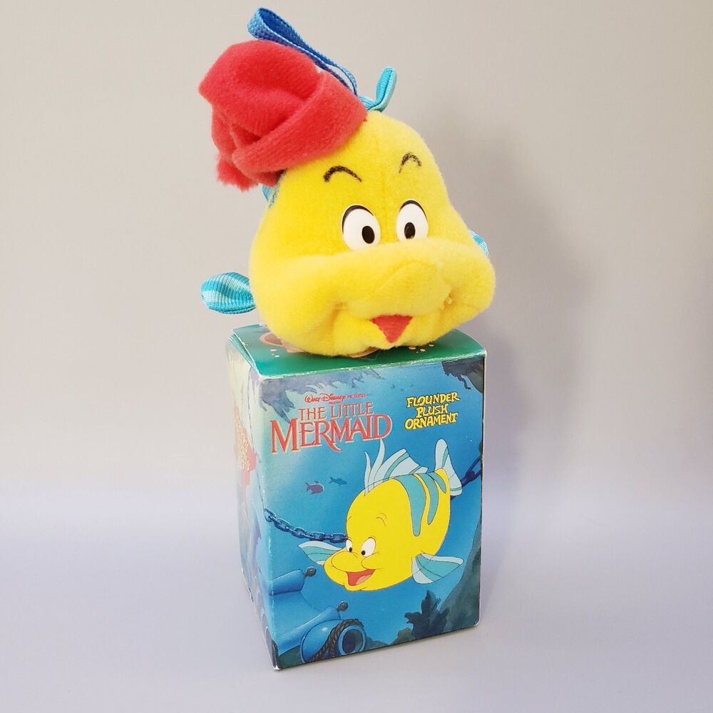 McDonalds Plush Flounder Ornament w/ Box Disney Little Mermaid Fish Christmas
